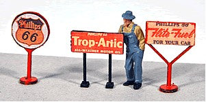 HO Vintage Phillips 66 Gas Station Curb Signs (3)