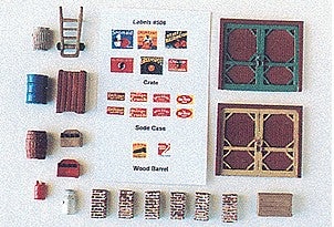 HO Loading Dock Detail Set (18) w/16 Signs