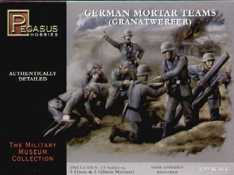 1/72 German Mortar Team (23 Figs, 3 81mm & 2 120mm Motars)