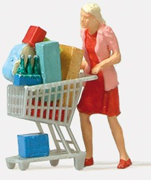 HO Woman w/Shopping Cart