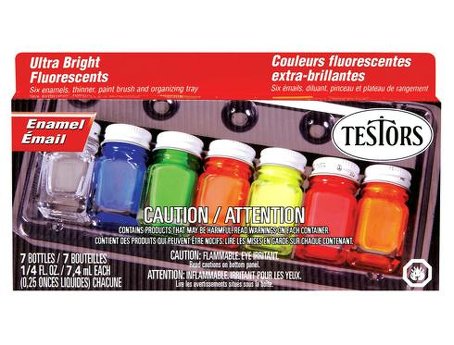 Fluorescent Enamel Paint Set (6 Colors & Thinner)