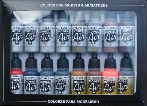 17ml Bottle Metallics Model Air Paint Set (16 Colors)