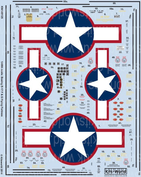 1/48 B17F/G Red Outlined Stars & Bars, General Stenciling, Cockpit Instrumentation & Walkways