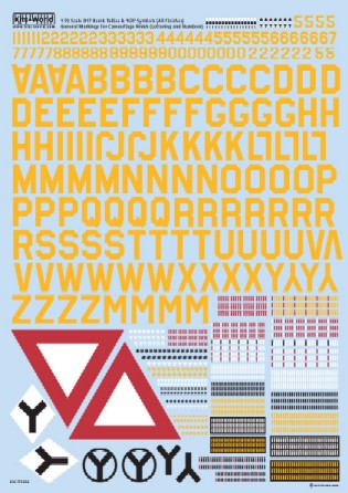 1/72 B17 ID Sq. & ID Lettering, Numbers, Bomb (Yellow) Group Symbols for Camouflage Finish