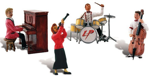 HO Scenic Accents Music to My Ears 1950's Era Band (4 Figs. w/Instruments)