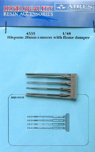 1/48 Hispano 20mm Cannons w/Flame Damper (4) (D)