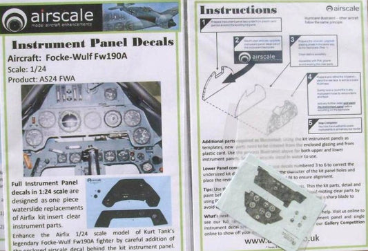 1/24 Focke Wulf Fw190A Instrument Panel (Decal) (D)