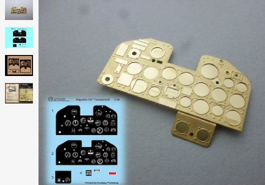 1/24 P47 Thunderbolt Instrument Panel (Photo-Etch & Decal) for KIN (D)