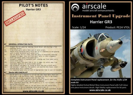 1/24 Hawker Harrier GR1/3 Instrument Panel (Photo-Etch & Decal) (D)