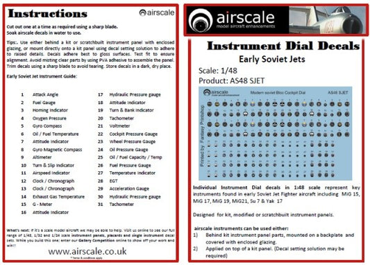 1/48 Early Soviet Jets Instrument Dials (Decal) (D)