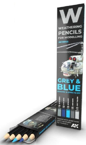 Weathering Pencils: Grey & Blue Shading & Effects Set (5 Colors)