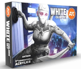 White 3G Acrylic Paint Set (6 Colors) 17ml Bottles