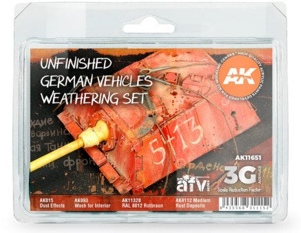 AFV Series: Unfinished German Vehicles Weathering Set 3G Acrylic Paint Set (4 Colors) 17ml/35 Bottles (D)