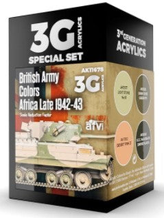 AFV Series: British Army Africa Late 1942-43 3G Acrylic Paint Set (4 Colors) 17ml Bottles (D)