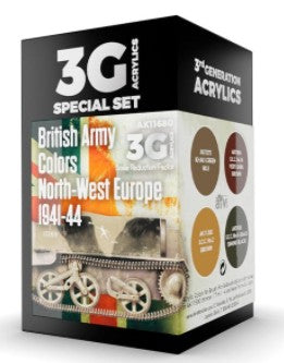 AFV Series: British Army Europe 1941-44 3G Acrylic Paint Set (4 Colors) 17ml Bottles (D)