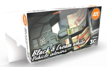 Cars & Civil Vehicles Series: Black & Cream White Interiors 3G Acrylic Paint Set (6 Colors) 17ml Bottles