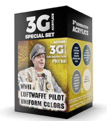 Figure Series: WWII Luftwaffe Pilot Uniforms 3G Acrylic Paint Set (4 Colors) 17ml Bottles