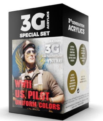 Figure Series: WWII US Pilot Uniforms 3G Acrylic Paint Set (4 Colors) 17ml Bottles