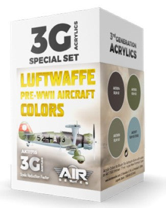 Air Series: Luftwaffe Pre-WWII Aircraft 3G Acrylic Paint Set (4 Colors) 17ml Bottles (D)