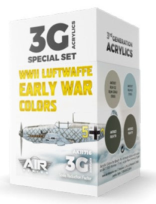 Air Series: WWII Luftwaffe Early War Aircraft 3G Acrylic Paint Set (4 Colors) 17ml Bottles