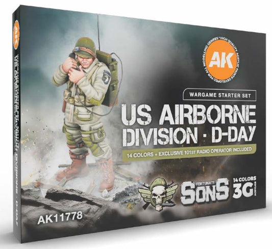 Wargame: US Airborne Division D-Day 3G Acrylic Paint Starter Set (14 Colors) 17ml Bottles