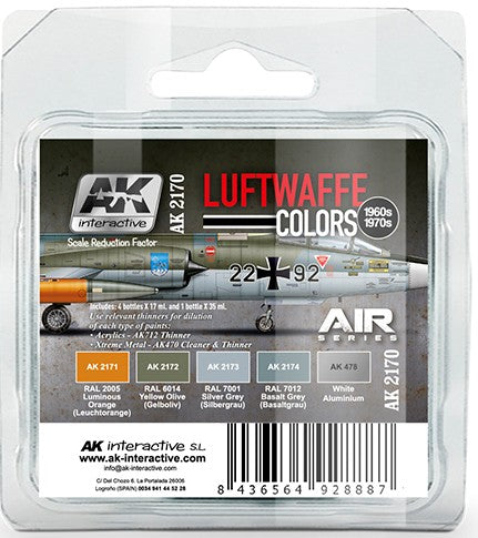 Air Series: Luftwaffe 1960s-1970s Acrylic Paint Set (5 Colors) 17ml Bottles (D)