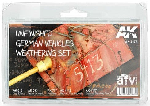 AFV Series: Unfinished German Vehicles Weathering Enamel Set (4 Colors, 2 Pencils) 35ml/17 Bottles (D)