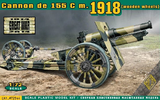 1/72 French Cannon de 155C Mod 1918 Howitzer w/Wooden-Type Wheels
