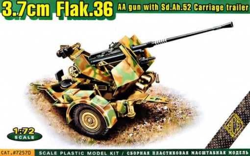 1/72 3.7cm Flak 36 AA Gun w/SdAh52 Carriage Trailer