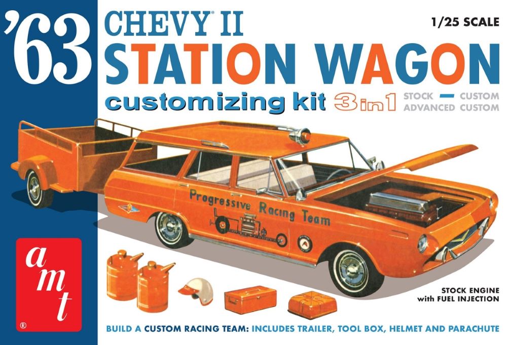 1/25 1963 Chevy II Customizing Station Wagon (3 in 1) w/Trailer