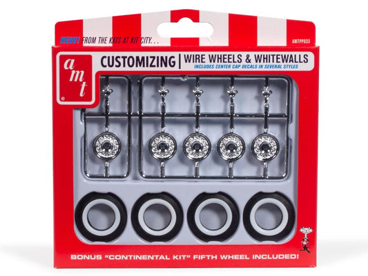 1/25 KH Wire Wheels (5) & Whitewall Tires (4) Customizing Pack