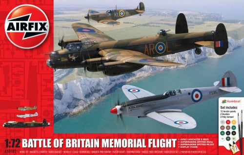 1/72 RAF Avro Lancaster, Spitfire Mk IIa, Spitfire PR XIX Aircraft Battle of Britain Memorial Flight Gift Set w/paint & glue
