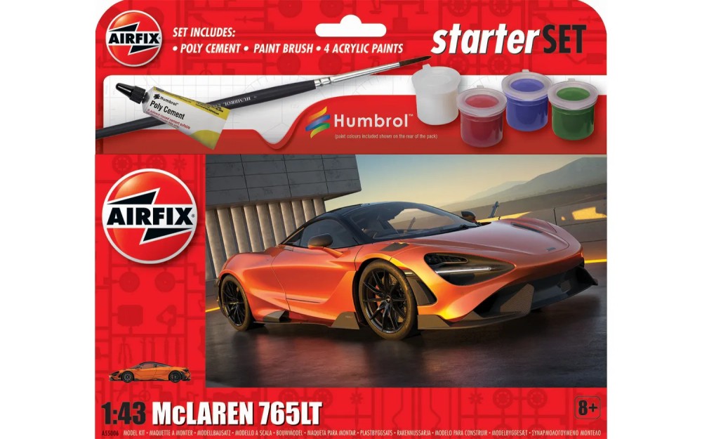 1/43 McLaren 765LT Small Starter Set w/paint & glue