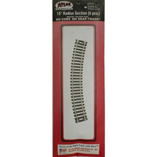 HO Code 100 15" Radius Snap Track (6)