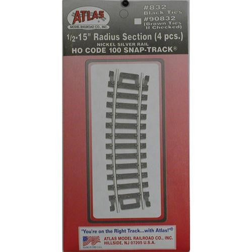HO Code 100 1/2-15" Radius Snap Track (4)