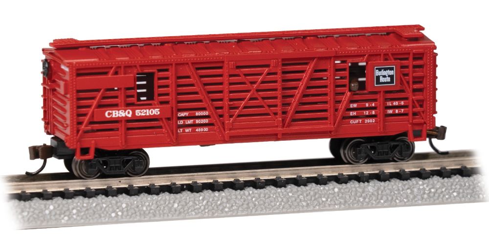 N Animated Stock CB&Q #52105 w/Cattle