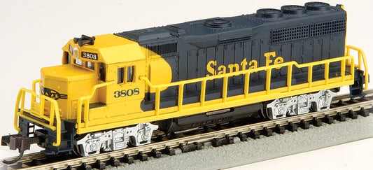 N EMD GP40 Diesel Locomotive w/Operating Headlights Santa Fe #3808 (Blue/Yellow)