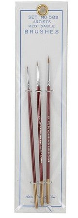 Atlas Brush #58B: 10/0,5/0,0 Red Sable Detailing Brushes (3)