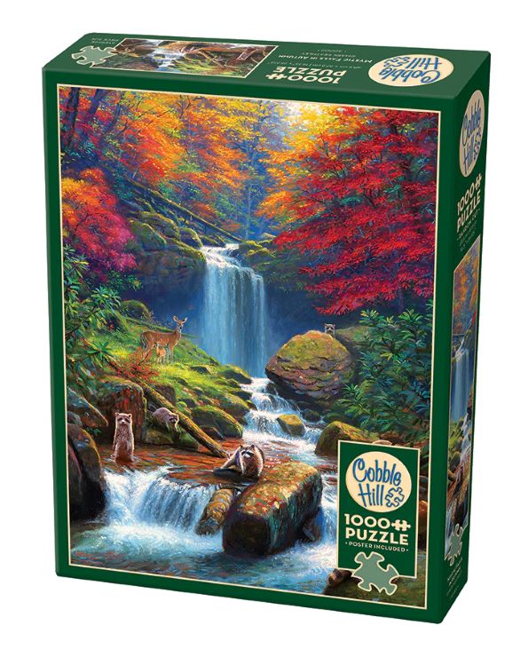 Mystic Falls in Autumn (Waterfalls/Raccoons/Deer) Puzzle (1000pc)