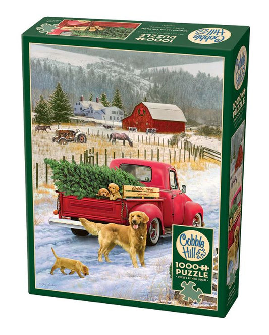 Christmas on the Farm (Pickup Truck/Tree/Dogs/Snow Scene) Puzzle (1000pc)