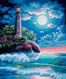 Lighthouse in Moonlight Paint by Number (16"x20")