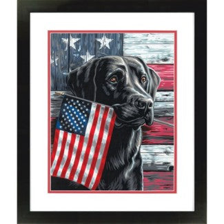 Patriotic Dog (Black Lab) w/Flag Paint by Number (11"x14")