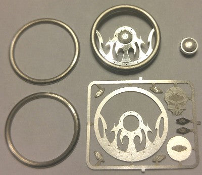 1/24-1/25 Tribal Skull Billet Steering Wheel Kit