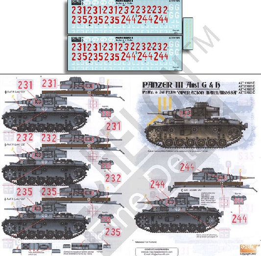 1/35 Panzer III Ausf G/H PzRgt 6 3rd Div Operation Barbarossa