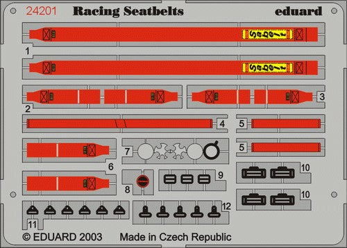 1/24 Racing Car Seatbelts- Sabelt 6-Points Red (Painted)