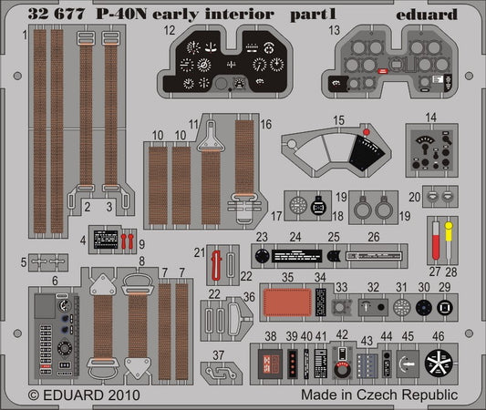1/32 Aircraft- P40N Early Interior for HSG (Painted Self Adhesive) (D)