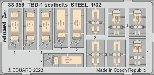 1/32 Aircraft- TBD1 Seatbelts Steel for TSM (Painted)