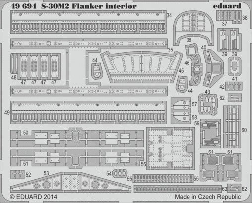 1/48 Aircraft- S30M2 Flanker Interior for ACY (Painted Self Adhesive) (D)