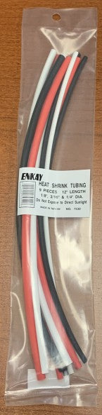 9pc Assorted 12" Heat Shrink Tubing (1/8", 3/16", 1/4" Dia) (Bagged)