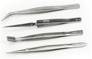 Assorted Stainless Steel Tweezer Set (4pc) (Vinyl Pouch)